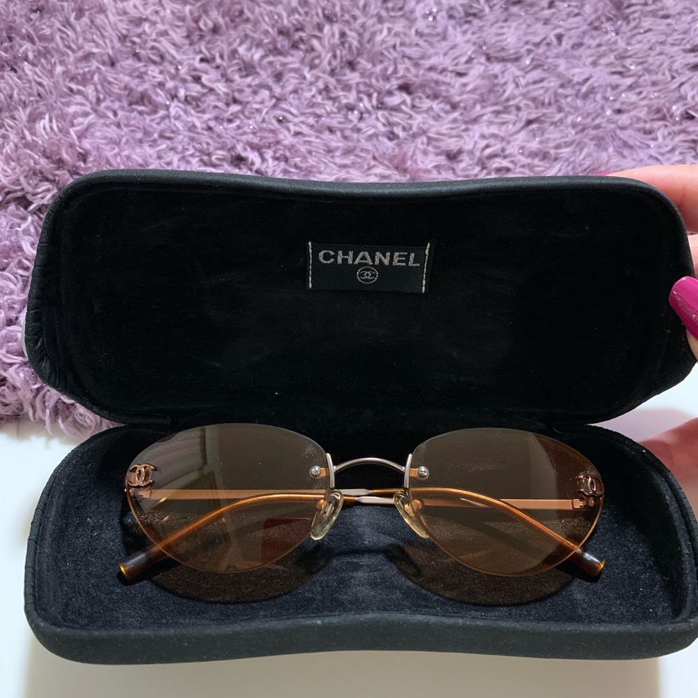 CHANEL CC Logos 4003 Orange Rimless Sunglasses